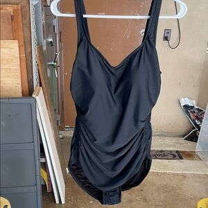 Maxine of Hollywood Black Ruched One-Piece Swimsuit
